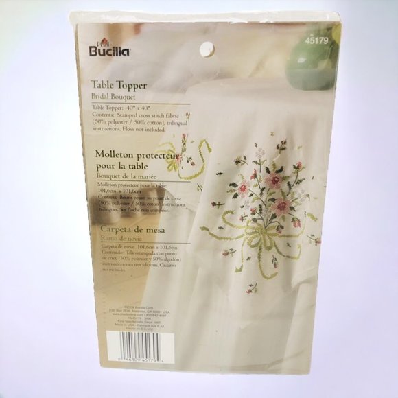Bucilla Plaid Table Topper Bridal Bouquet Stamped Cross Stitch Kit - Picture 1 of 3